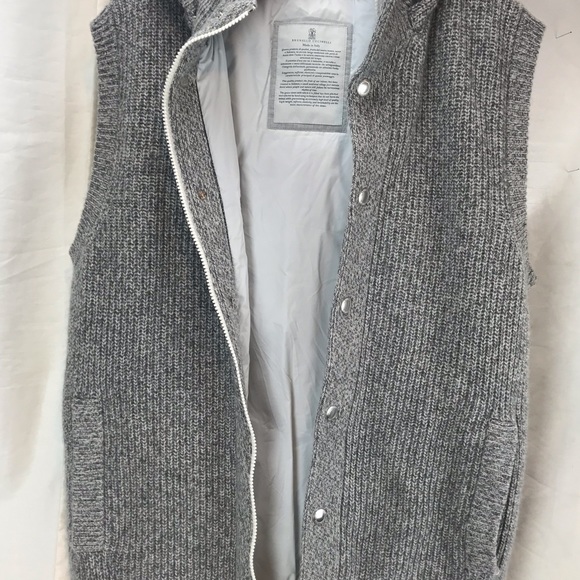 NEW WITHOUT TAGS Men’s BRUNELLO CUCINELLI GREY CASHMERE VEST SZ 50/US MED - Picture 3 of 15